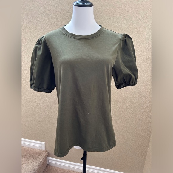 Derek Lam 10 Crosby Tops - Derek Lam 10 Crosby Puff Sleeve Tee | Olive | Size L